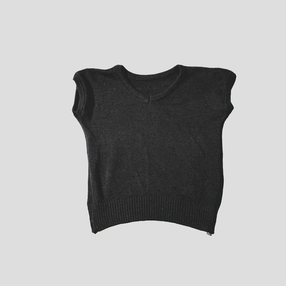 Yarnworks Sweaters - Vintage YarnWorks Vest Sweater Womens Large Black Ramie V Neck Sleeveless Winter